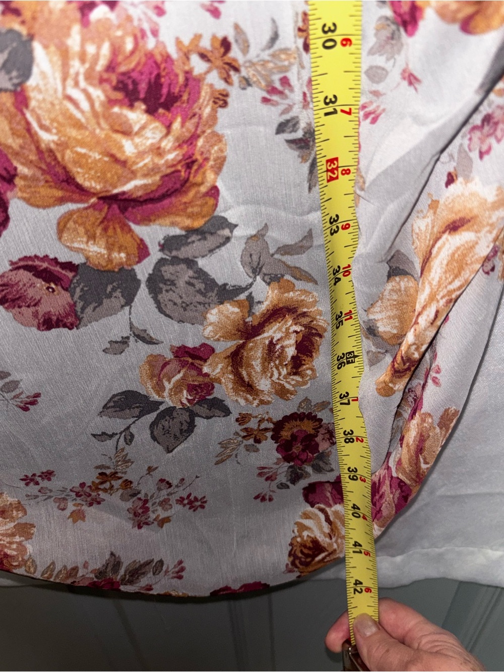 Maurices Taupe Floral Midi Dress with Rose and Burgundy Print Cottage - Picture 8 of 9